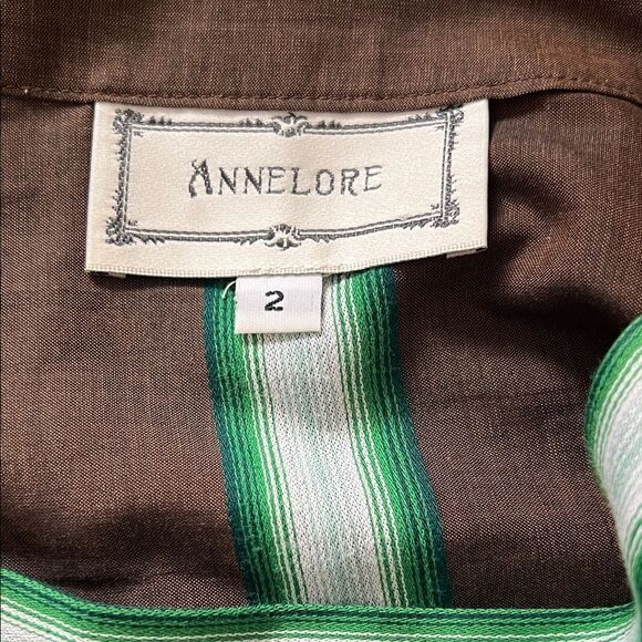 Annelore Striped Brown and Green Tiered  Peasant Low Waist Skirt in Size 2 - Picture 9 of 13